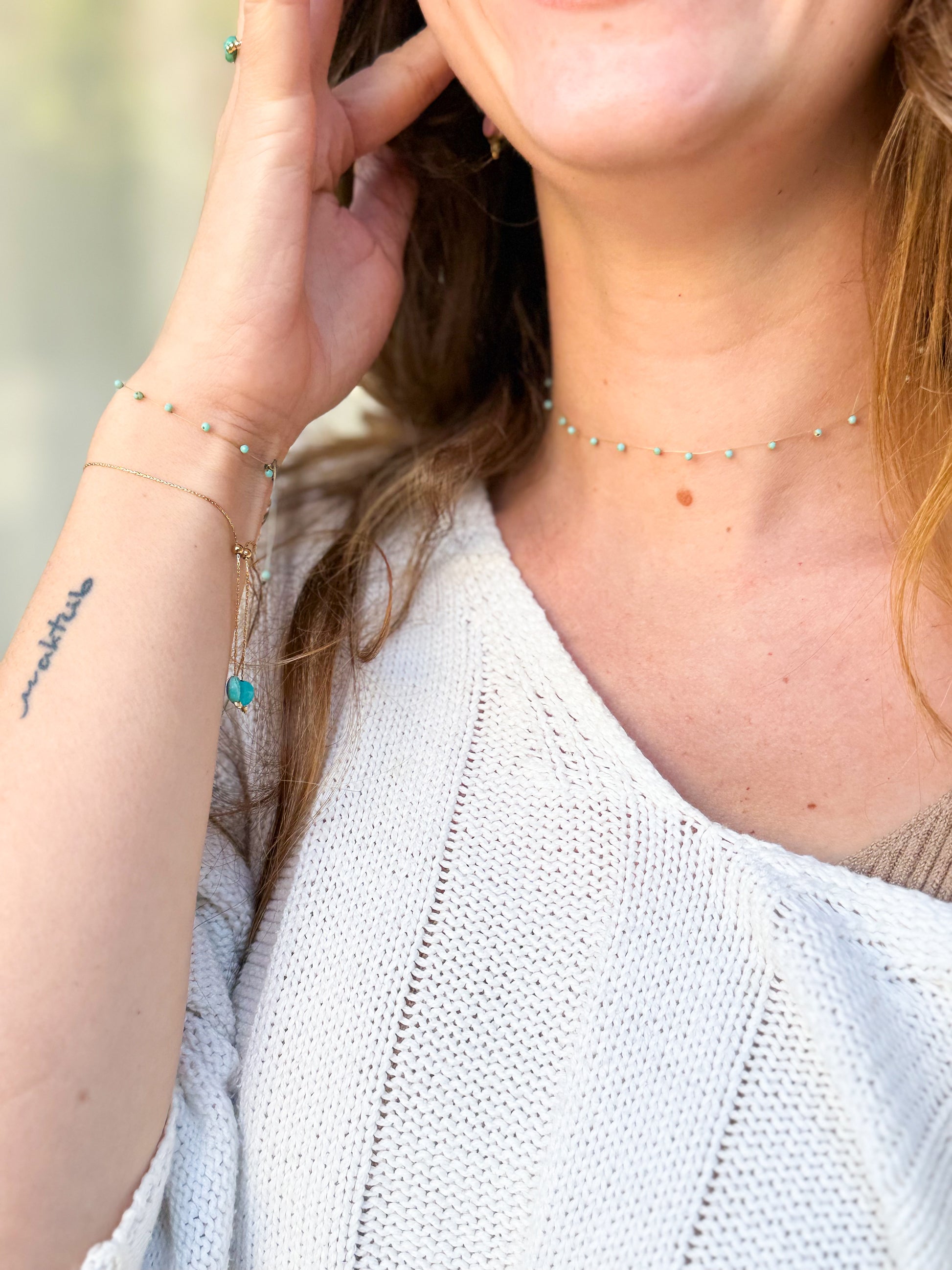 Kyara Silk Thread Japanese Miyuki and Turquoise Necklace