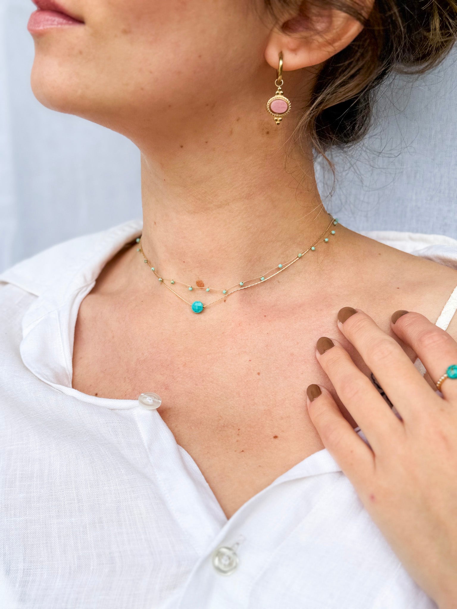 Kyara Silk Thread Japanese Miyuki and Turquoise Necklace