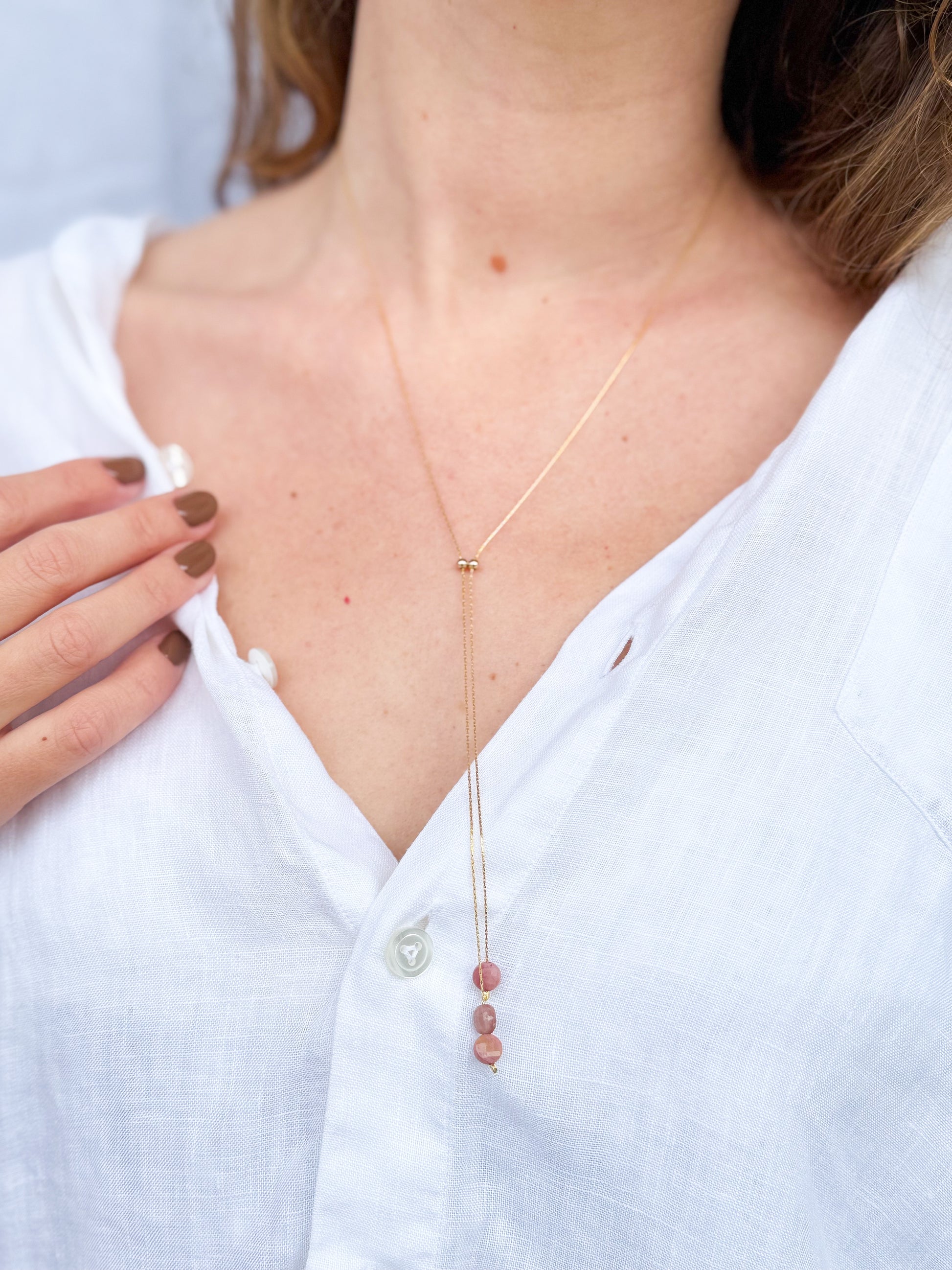 Fil d’Or   Rhodonite Necklace