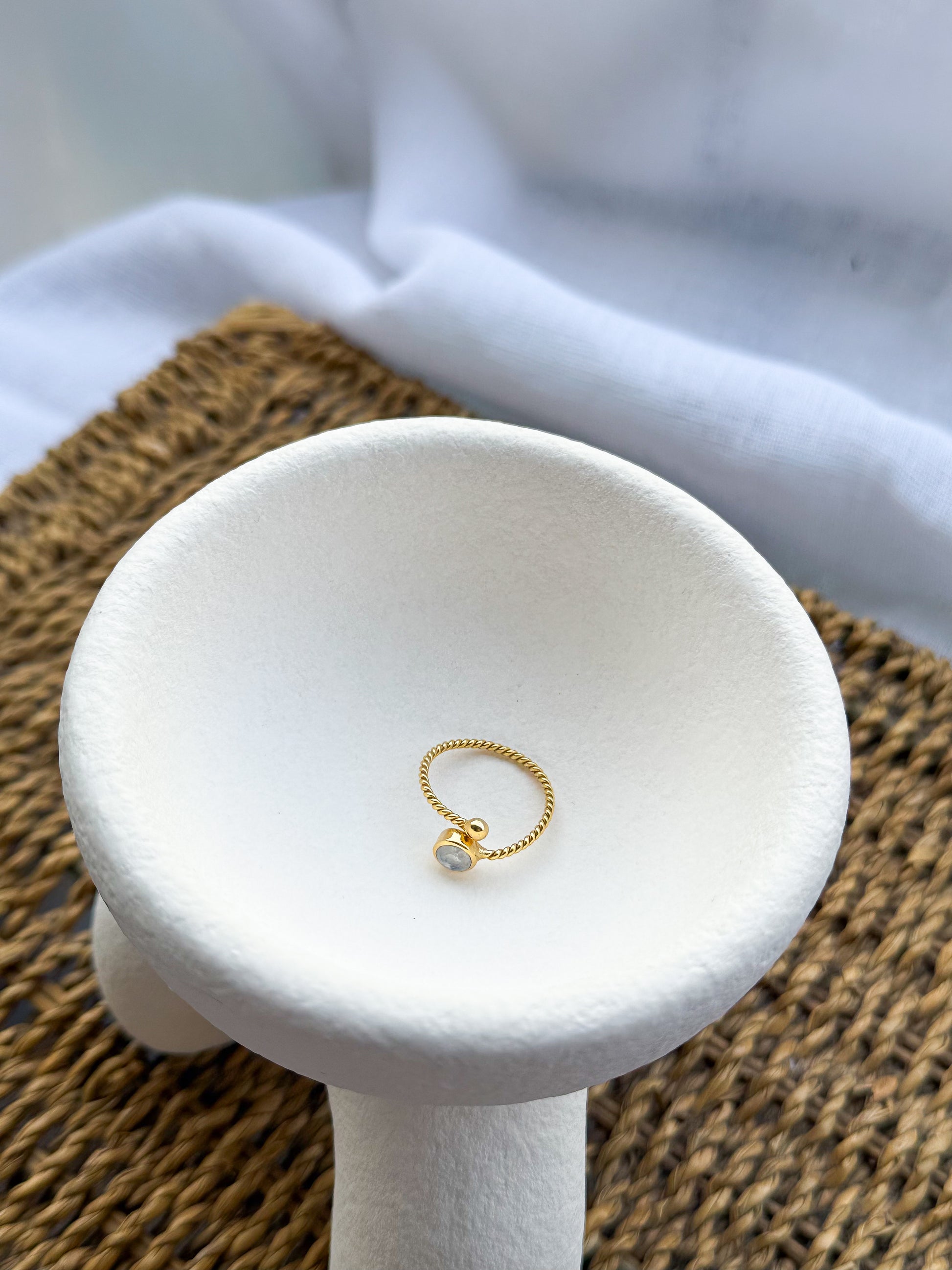 Twinned Ring  Brass & Quartz