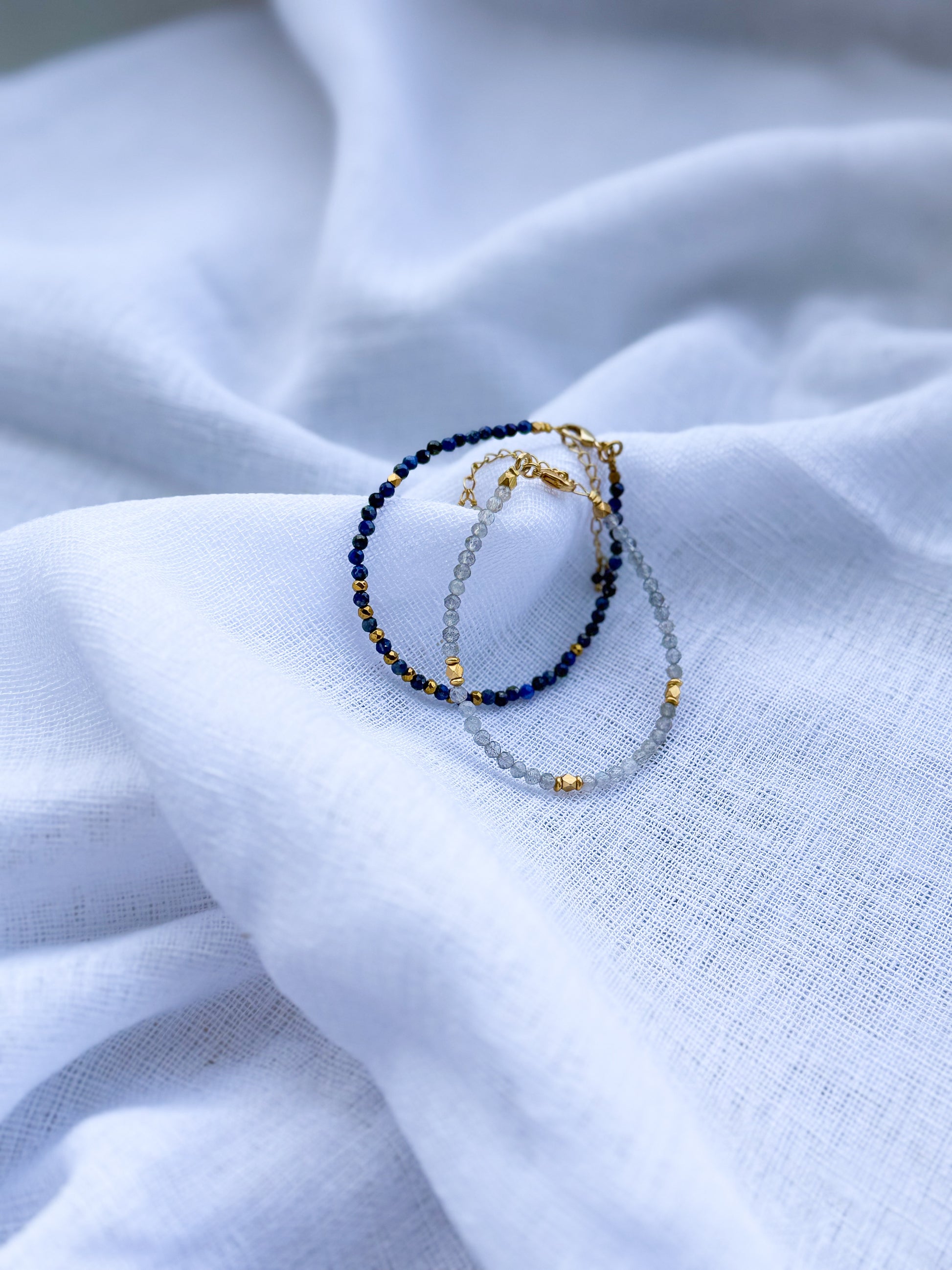 Echo Twin  Lapis Lazuli & Quartz Bracelets